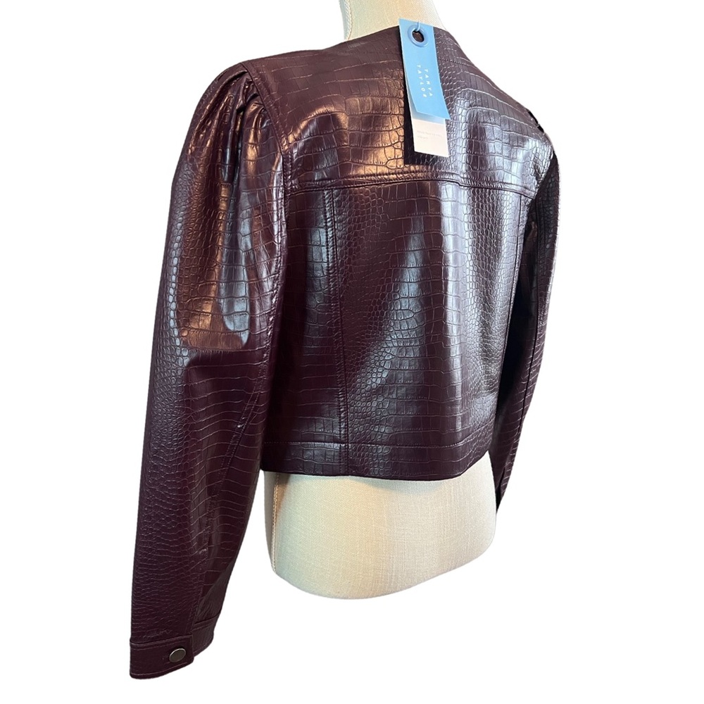 Tanya Taylor Croc Embossed Leather Jacket - Picture 5 of 6